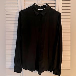 Uniqlo Black Silk Button Down
